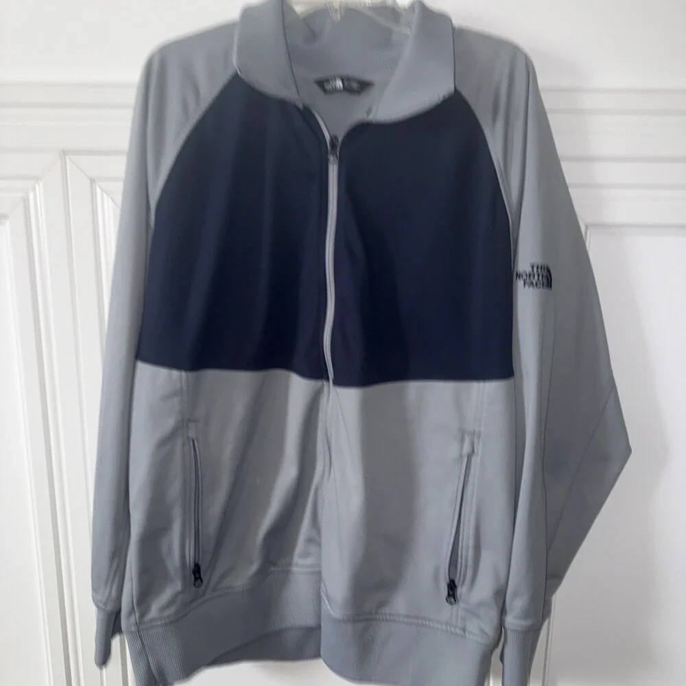 The North Face Jacket Mens XL Blue/Gray Jacket Track Mock Neck Full Zip